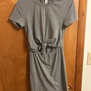 Gray Knot-Front Dress